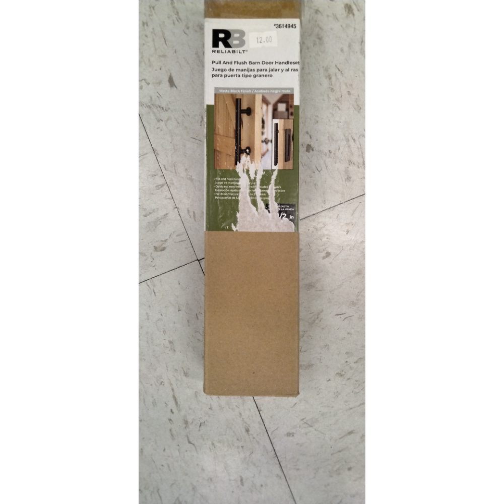 RELIABILT Pull & Flush Barn Door Handleset #3614945 Matte Black 11.5" Long