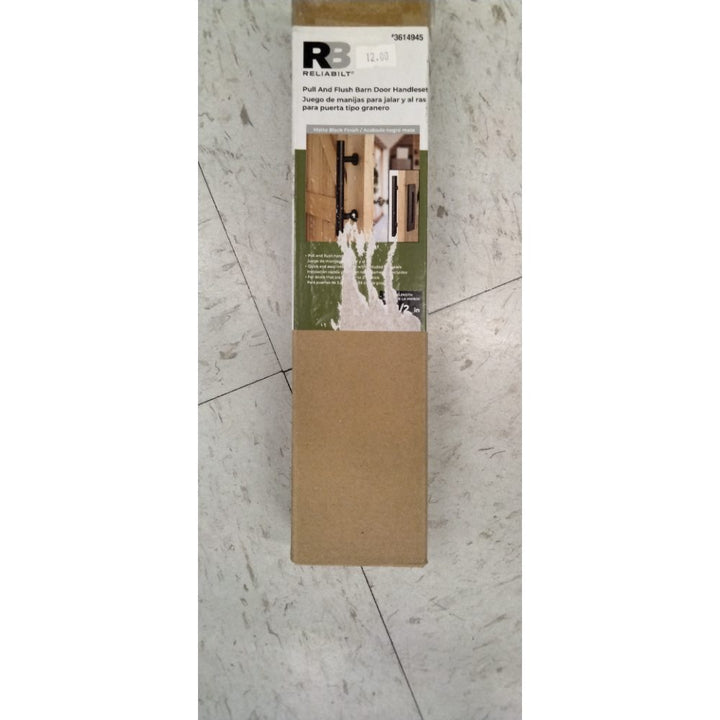 RELIABILT Pull & Flush Barn Door Handleset #3614945 Matte Black 11.5" Long