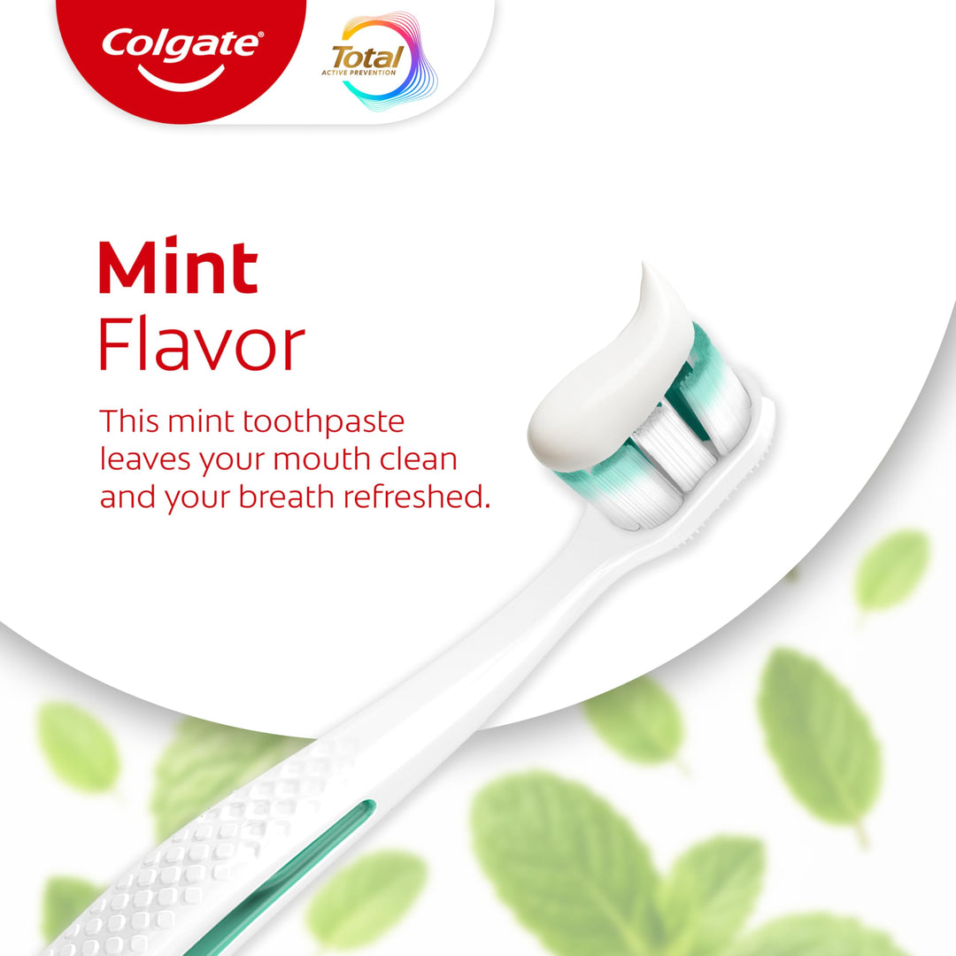Colgate Total Active Prevention Deep Clean Toothpaste, Anticavity Fluoride Toothpaste, Clinically Proven Fluoride Formula Helps Fight Plaque Bacteria, Mint, 3 Pack, 5.1 oz