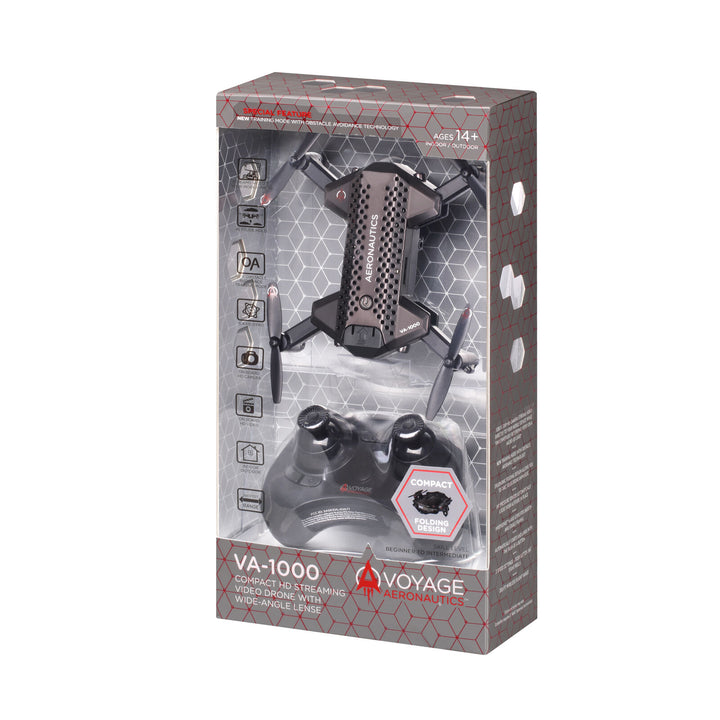 Voyage Aeronautics VA-1000 HD Streaming Drone with Wide-Angle Lens- Black Color - Size- 7 Inches
