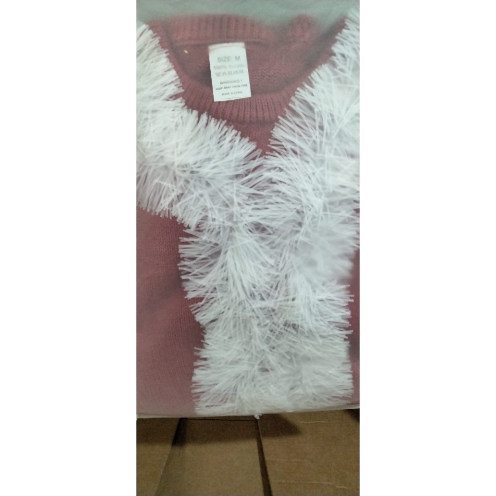 Men's Ugly Christmas Sweaters, Funny Novelty 3D Tinsel Santa Claus Knit Sweater for Adults, Traditional Crewneck Long Sleeve Pullover for Holiday Party Festive Decorations, Medium Red Retail $35.00