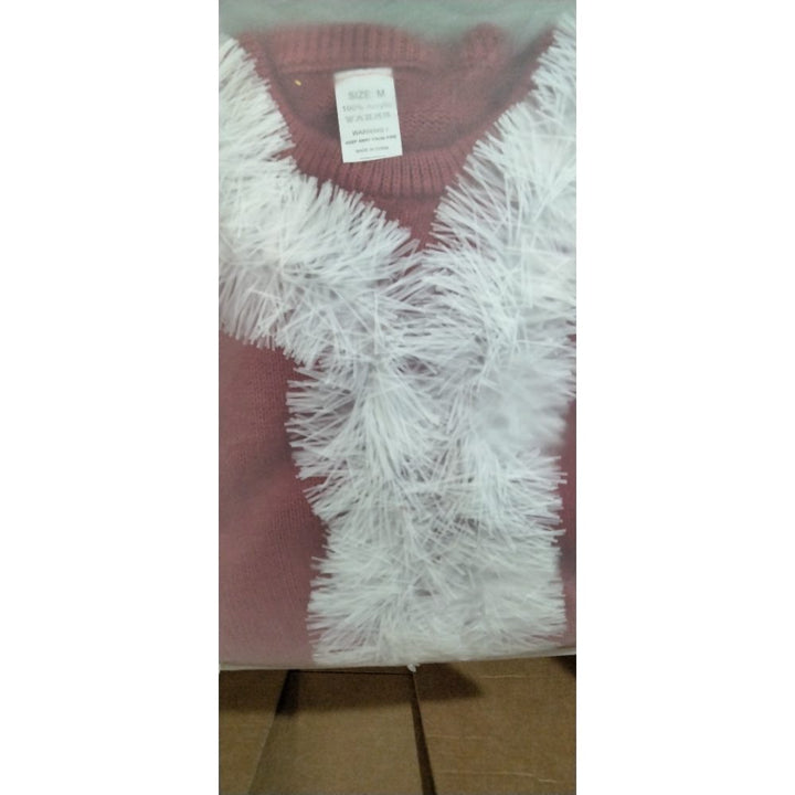 Men's Ugly Christmas Sweaters, Funny Novelty 3D Tinsel Santa Claus Knit Sweater for Adults, Traditional Crewneck Long Sleeve Pullover for Holiday Party Festive Decorations, Medium Red Retail $35.00