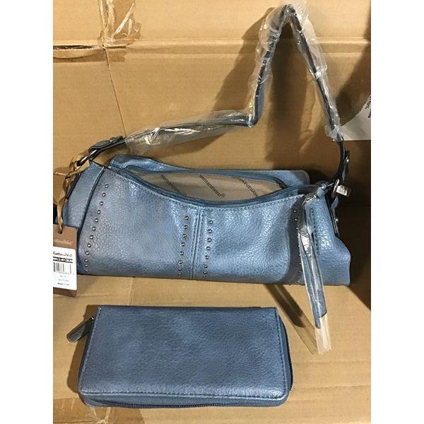 Montana West MWC2-W128JN Bag Set - Studded Design, Includes Wallet, Blue Retail $60.00