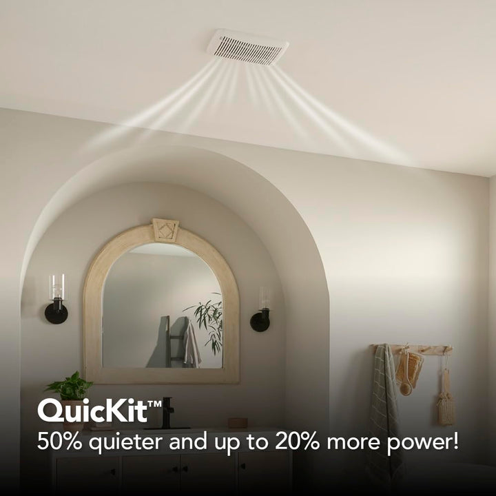 Broan-NuTone BKR60 QuickKit Ultra-Quiet Bath Fan Replacement Motor and Cover/Grille, 60 CFM, 20% more power, White