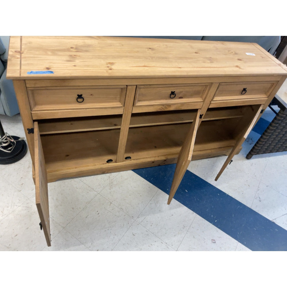 Wooden Console Table - Rustic Design, Storage Drawers & Cabinets, Light Brown