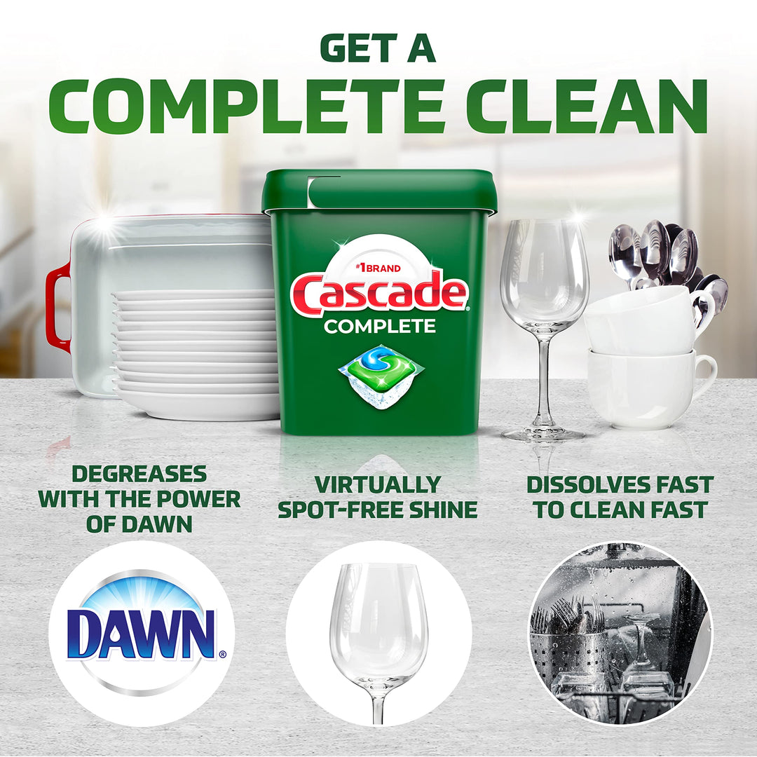 Cascade Complete Dishwasher Pods, Dishwasher Detergent, Dish Detergent Tab Tablets, Fresh, 100 Count