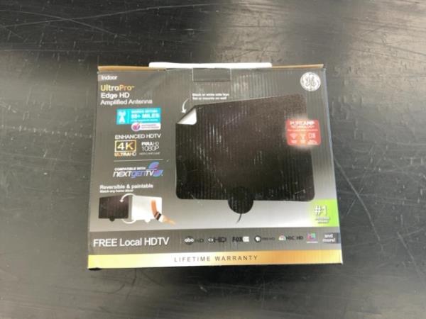 GE UltraPro Edge HD, Amplified Antenna - 60+ Mile Range, Enhanced HDTV, 4K Ultra HD Retail $30.00