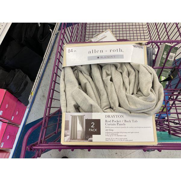 Allen + Roth Drayton Rod Pocket/ Back Tab Curtain Panels - Blackout, Jet Gray, 84 in Retail $45.00