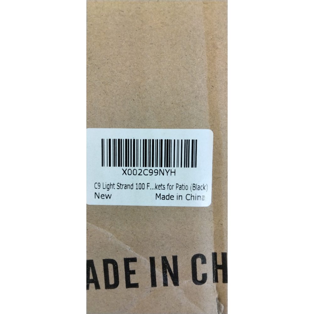C9 Light Strand, 100 FT Outdoor String Lights Christmas Stringer with 100 Sockets for Christmas Decor Patio, E17 Light Socket, 12 Spacing, Black Wire
