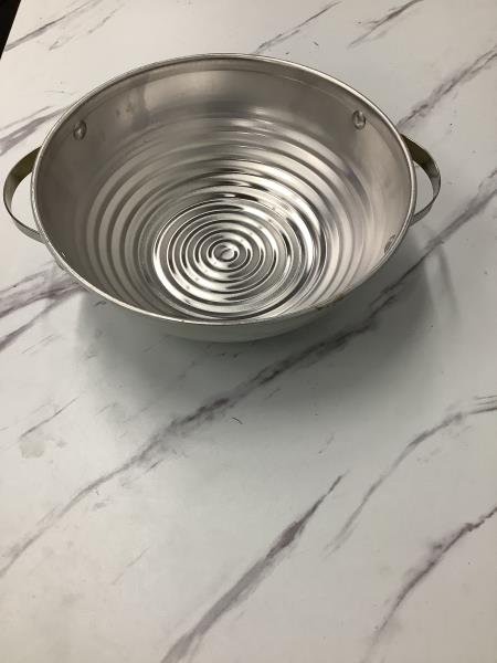 Vintage Enamelware Colander Bowl - Ringed Design with Handles - Cream Retail $25.00