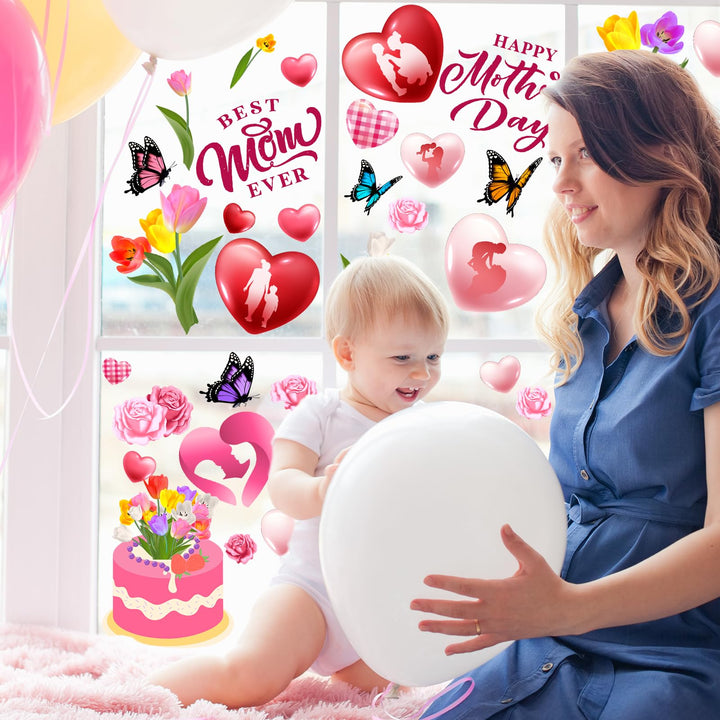 Lenyunge Happy Mother's Day Window Clings,Mother’s Day Decorations 9 Sheets Pink Mother’s Day Window Stickers Best Mom Ever Removal Window Decals for Mother’s Day Supplies Retail $12.00