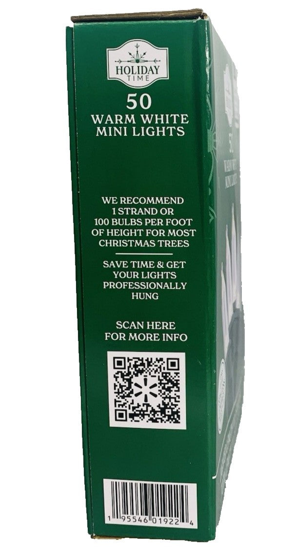 Clear Mini Light String 50 Count Christmas LED Warm White Green Wire Wedding 10 Retail $14.95