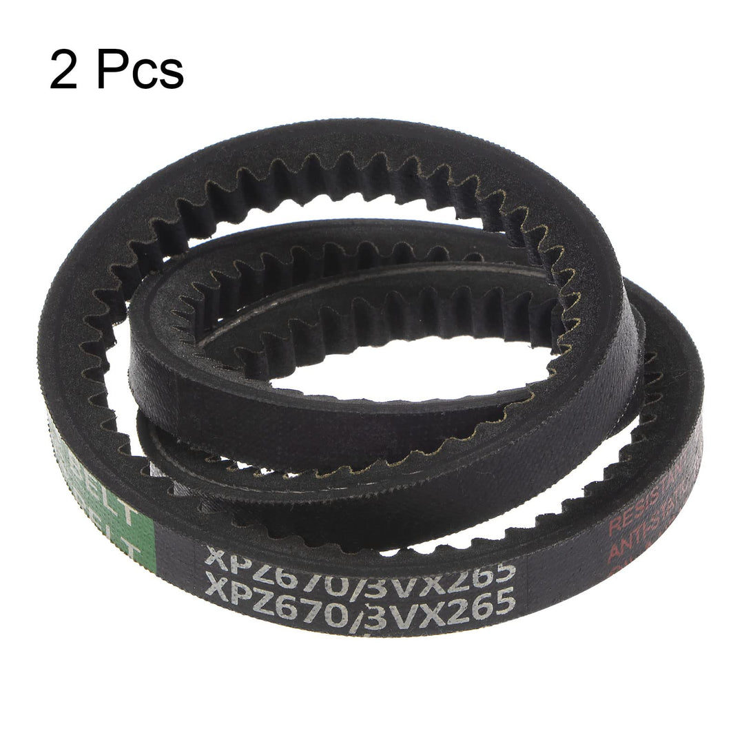 HARFINGTON 2pcs XPZ-670 V-Belts Drive Belt 670mm Pitch Girth 10mm Width 8mm Height Rubber for Power Transmission