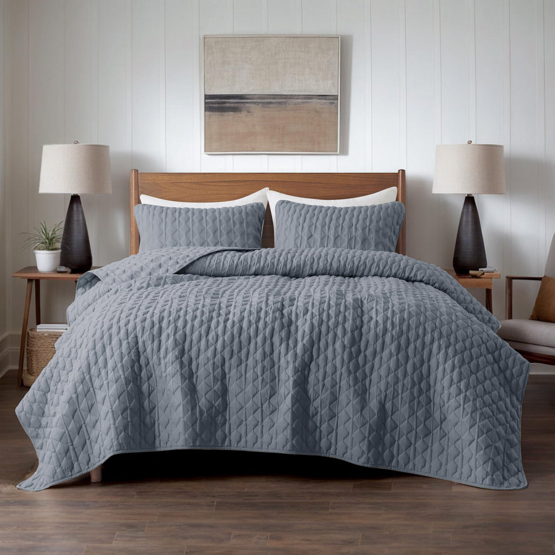 WDCOZY Blue Twin Quit Size Bedding Sets with 1 Pillow Sham, Lightweight Soft Bedspread Coverlet, Quilted Blanket Thin Comforter Bed Cover for All Season, 2 Pieces, 68x90 inches