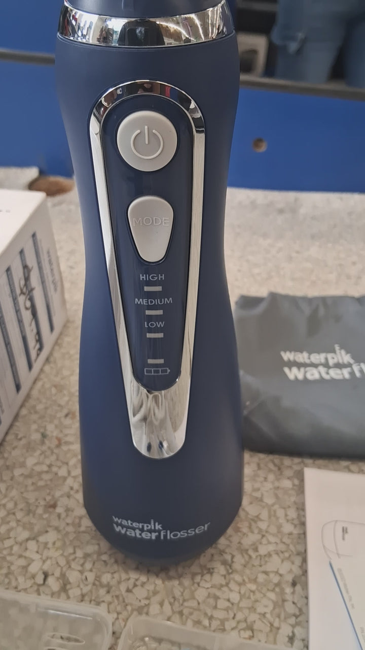 Waterpik Cordless Advanced 2.0 Water Flosser For Teeth, Gums, Braces, Dental Care With Travel Bag and 4 Tips, ADA Accepted, Rechargeable, Portable, and Waterproof, Blue WP-583, Packaging May Vary