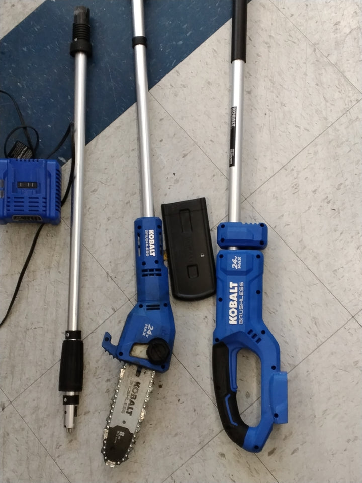 USED OK CONDITION TESTED SEE VIDEO HAS CHARGER NO BATTERY Kobalt 24-Volt Max Brushless 8-Inch Cordless Electric Pole Saw