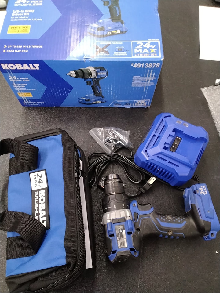 USED OK CONDITION TESTED SEE VIDEO HAS CHARGER NO BATTERY KOBALT 24V DRILL/DRIVER KIT