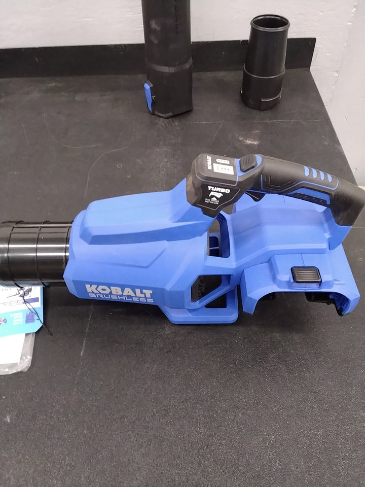 USED LIKE NEW TESTED SEE VIDEO (HAS CHARGER NO BATTERY) KOBALT 40V 600CFM BLOWER 4AH KIT