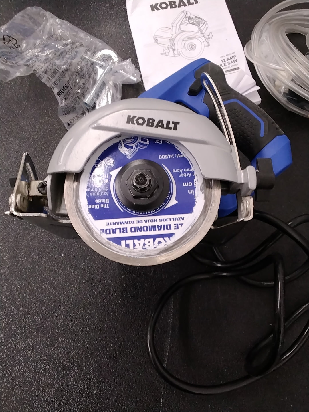 USED GOOD CONDITION TESTED SEE VIDEO Kobalt 4" Hand Held Tile Saw Corded Electric 59207 12 Amp
