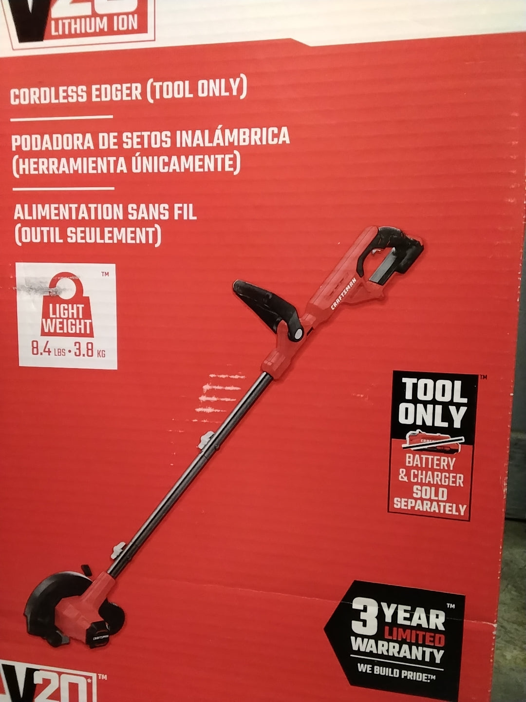 NEW UNUSED CONDITION TESTED SEE VIDEO Craftsman CMCECD400 - Cordless Edger, 20V TOOL ONLY SEE PICTURES