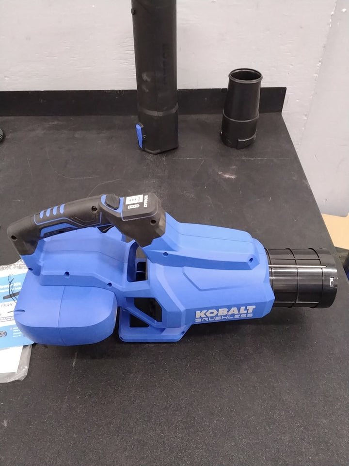 USED LIKE NEW TESTED SEE VIDEO (HAS CHARGER NO BATTERY) KOBALT 40V 600CFM BLOWER 4AH KIT
