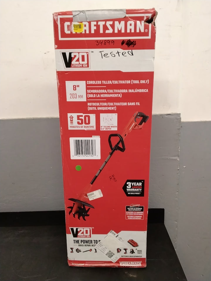LIKE NEW CONDITION TESTED SEE VIDEO Craftsman Cordless V20 8" Tiller/Cultivator