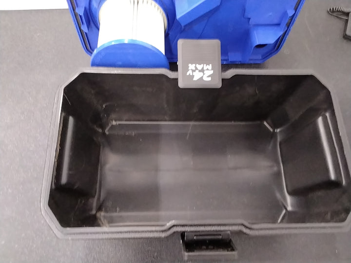 USED OK CONDITION HAS DAMAGE TESTED SEE VIDEO Kobalt 24V MAX Cordless Wet/Dry Vacuum - 3-Gal Capacity, 38-in Water Lift, 50 CFM Air Volume Retail $99.00