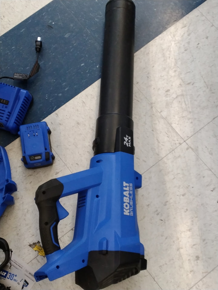USED LIKE NEW Kobalt | 24V Max Cordless Leaf Blower and String Trimmer Kit BATTERY AND CHARGER INCLUDED TESTED SEE VIDEO 410 Cfm | Rona