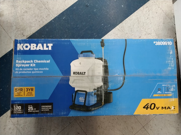 USED LIKE NEW CONDITION TESTED SEE VIDEO Kobalt Backpack Chemical Sprayer Kit - 40V Max, 120 Gallons Per Charge Retail $179.00