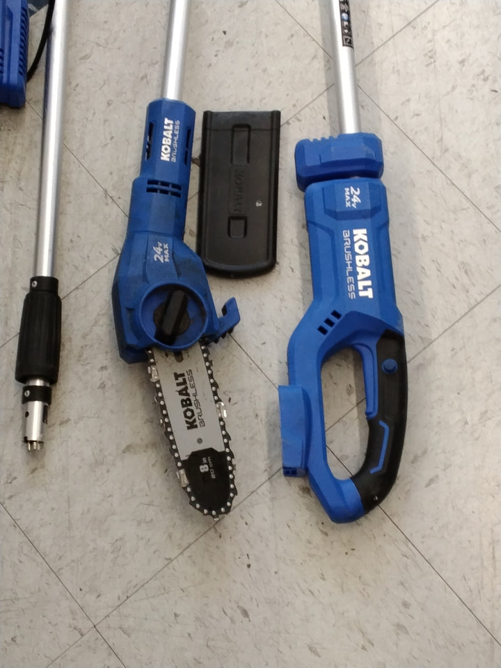 USED OK CONDITION TESTED SEE VIDEO HAS CHARGER NO BATTERY Kobalt 24-Volt Max Brushless 8-Inch Cordless Electric Pole Saw