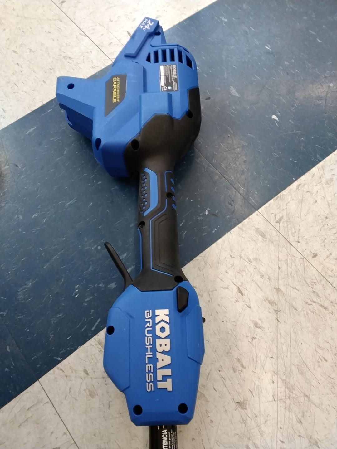 USED GOOD CONDITION HAS CHARGER NO BATERY TESTED SEE VIDEO Kobalt 24-Volt Max 15-inch Split Shaft Brushless Cordless String Trimmer Kit